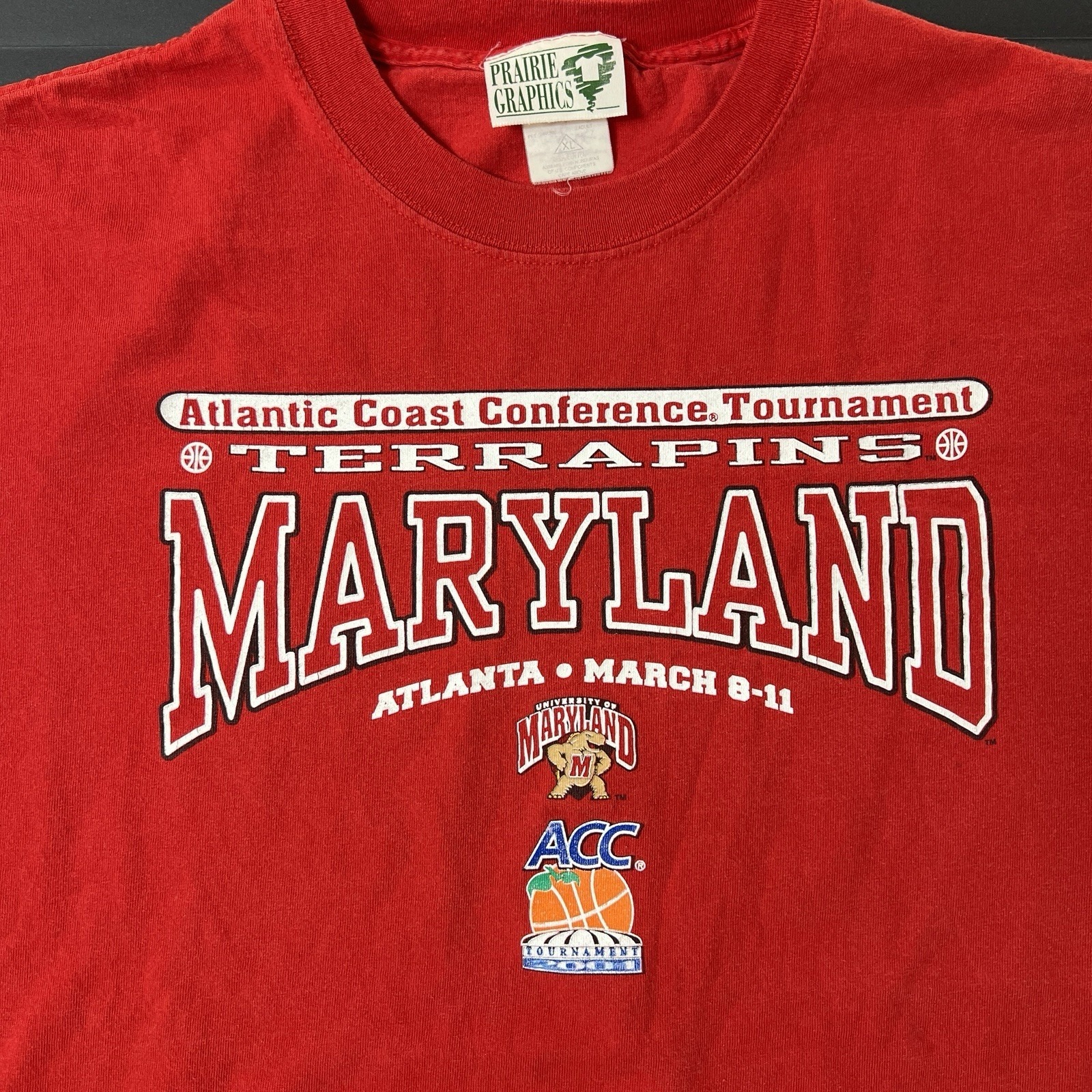Ncaa Maryland Basketball Acc Atlanta Tshirt Mens Xl Red Prairie Graphics